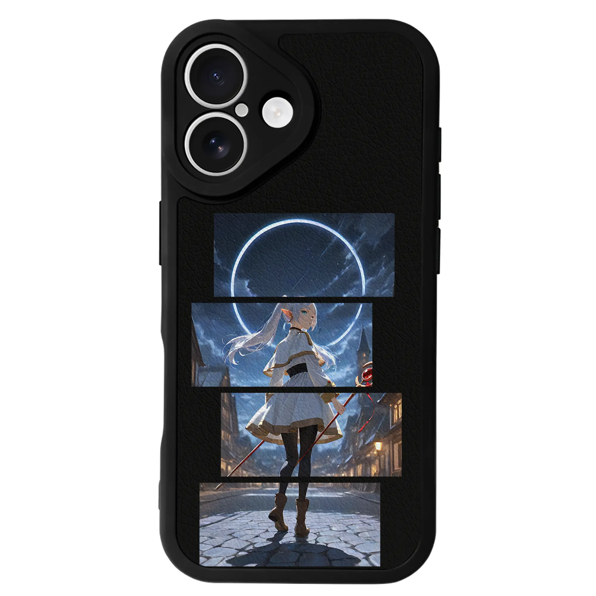 葬送のフリーレン（Frieren） グッズ,フリーレン（Frieren） - IPhone 16シリーズ対応 ・ シリコンスマホケース ・ レザー調 ・ 高精度フィット ・ 耐衝撃 ・ ワイヤレス充電対応 ・ 精密カット